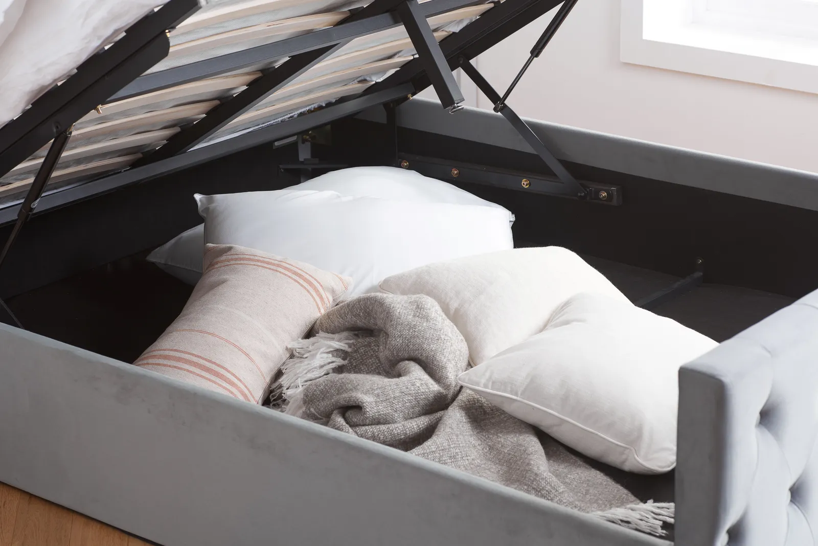 Birlea Grey Fabric Ottoman Bed Frame Storage Marquis Velvet 5
