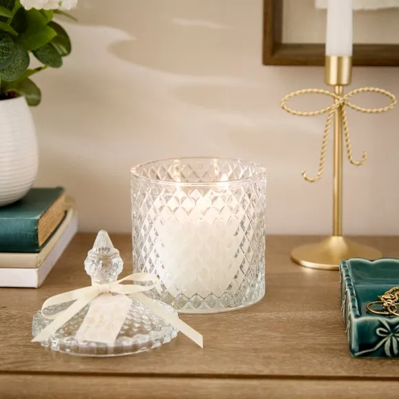 Cocoa & White Rose Pressed Glass Multi Wick Candle