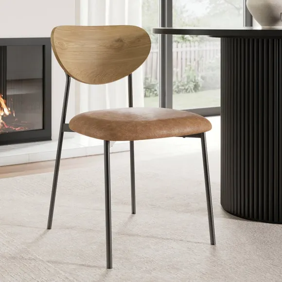 Finn Curved Back Dining Chair, Faux Leather 1
