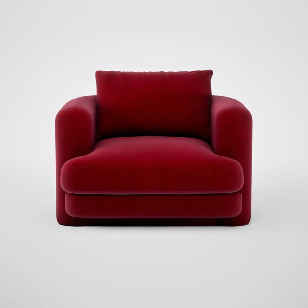 Heal's Rafi Swivel Armchair Smart Luxe Velvet Mulberry