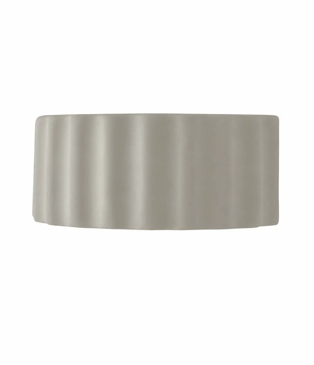 ValueLights Pablo Curved Ribbed Ceramic Flush Wall Sconce Light in Light Grey 5