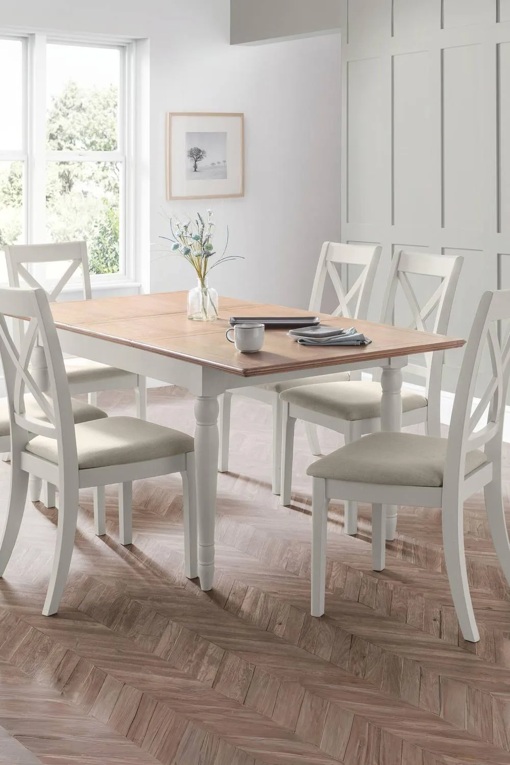 Julian Bowen Provence Rectangular Extending 4-6 Seater Dining Table in Light Grey 2