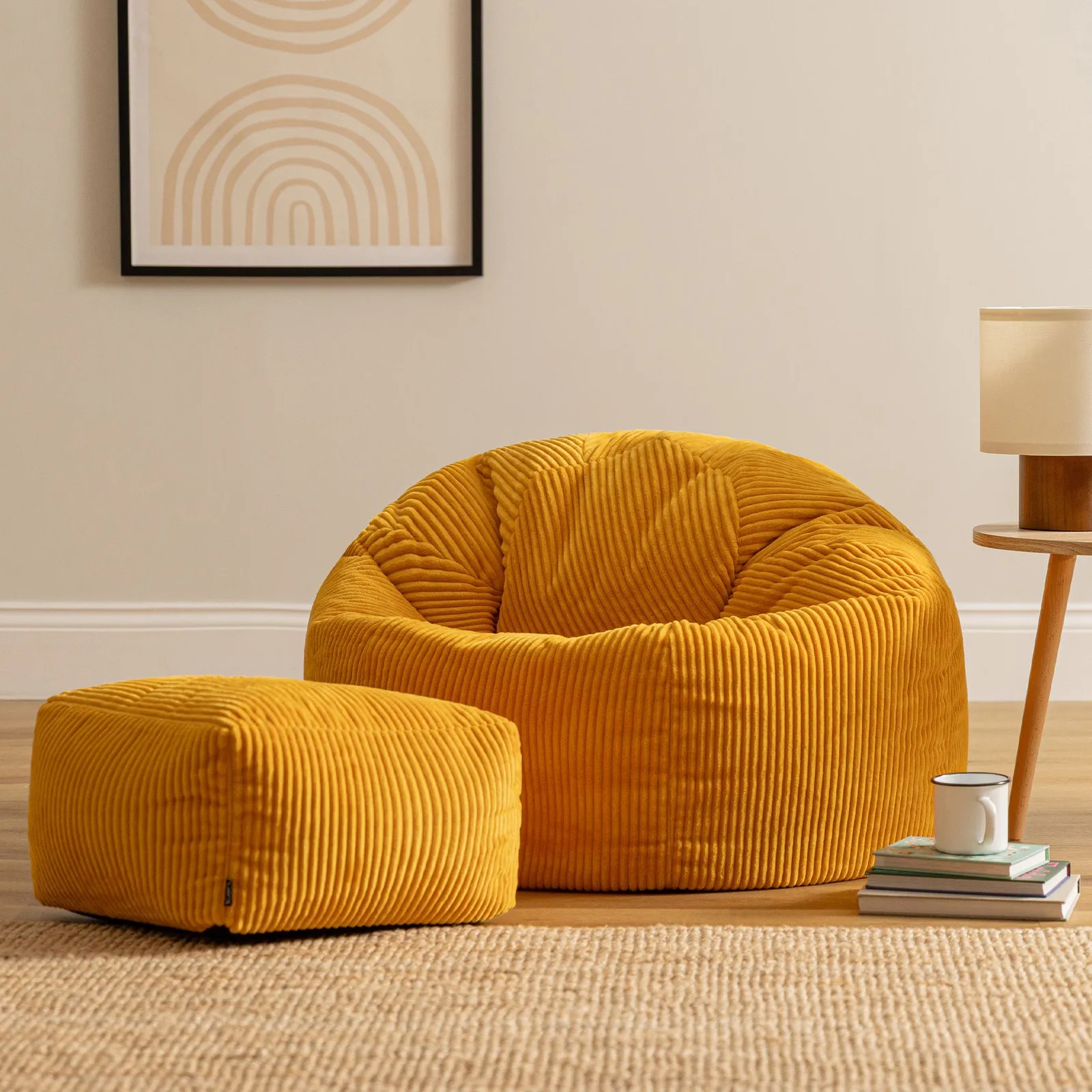icon Kingston Bean Bag & Footstool Jumbo Cord Bundle in Yellow
