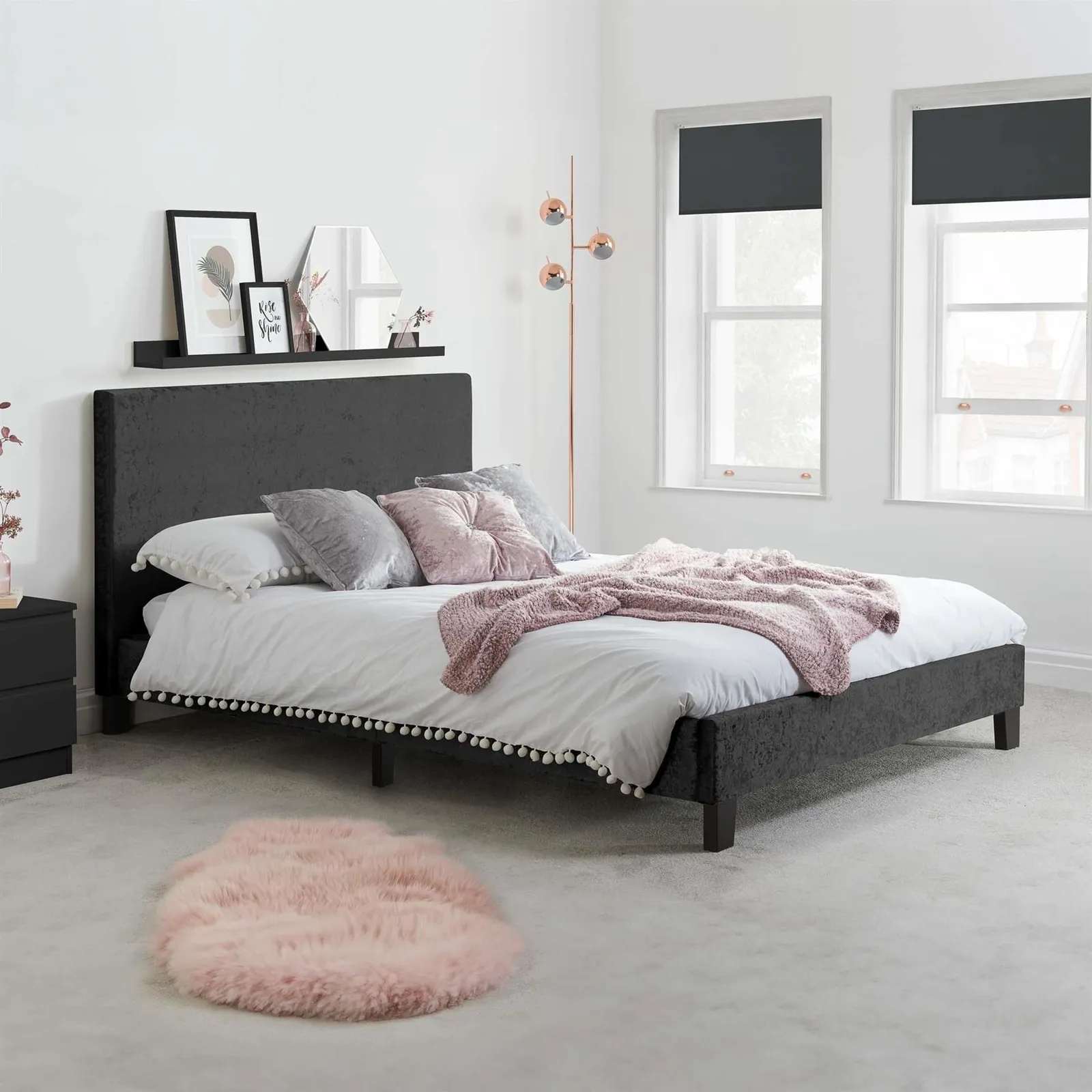 Birlea Bed Frame & Mattress Black Velvet Fabric Sleepsoul Paris