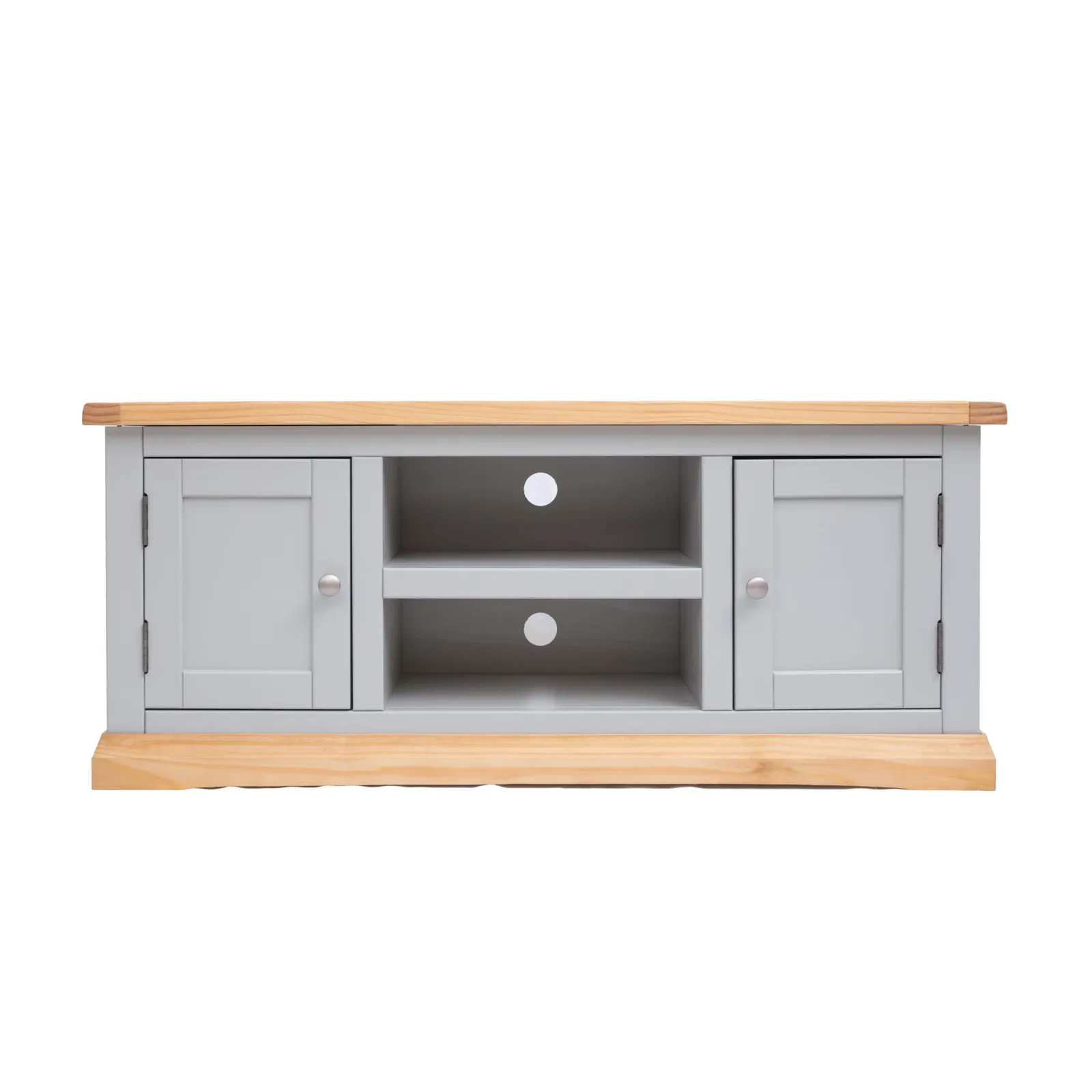 Cabinet Bits Bomporto Light Grey 2 Door TV Cabinet Chrome Knob