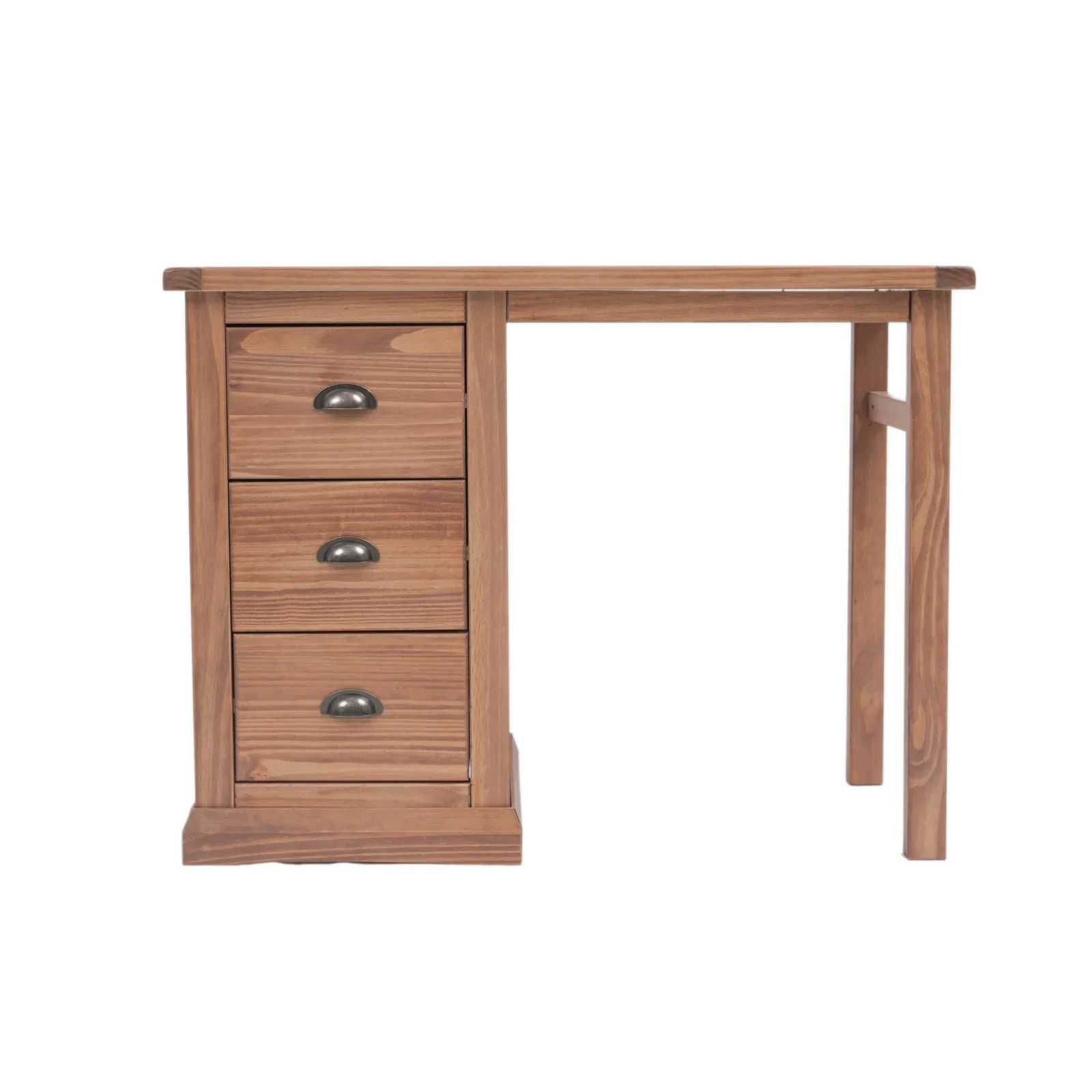 Cabinet Bits Tirolo 3 Drawer Desk - Dressing Table Brass Cup Handle in Brown