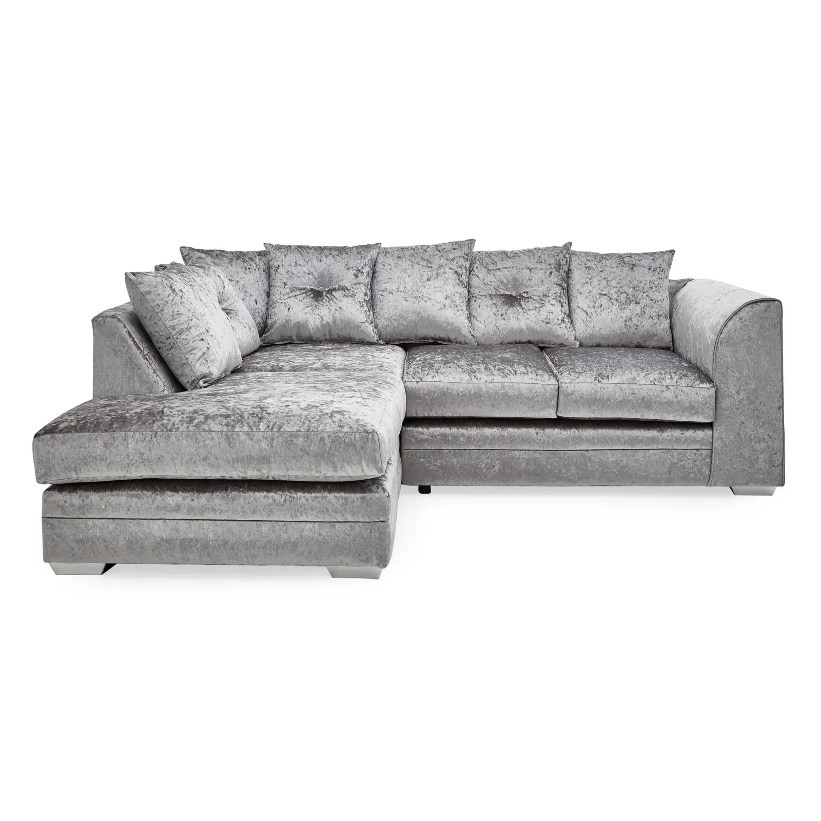Blake Crushed Velvet Left Hand Corner Sofa Silver