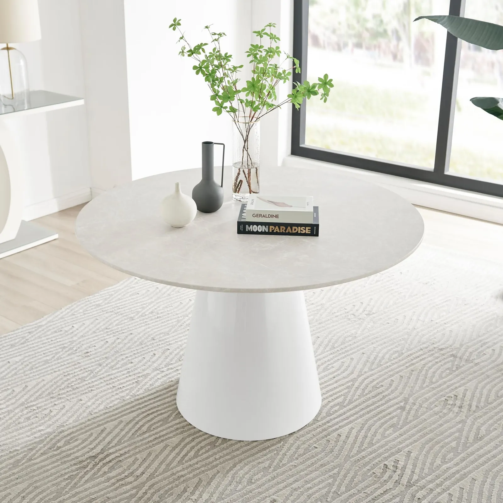 FurnitureboxUK Palma 120cm 6-Seater Round Pedestal Dining Table In Multiple Finishes in Beige 2