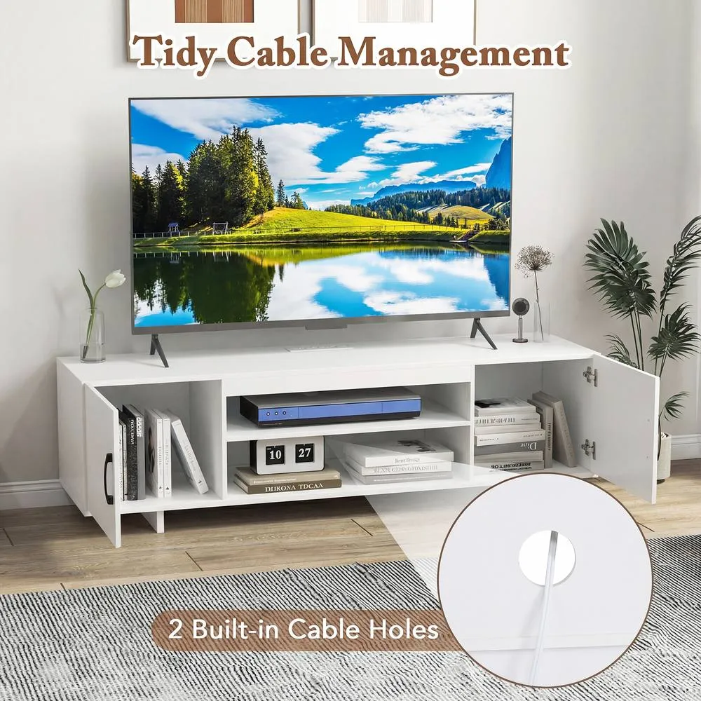 Costway TV Stand for TVs up to 70" 152 cm Entertainment Center w/ Power Outlet in White 6