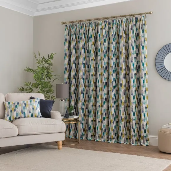 Kelso Cut Velvet Pencil Pleat Curtains 5