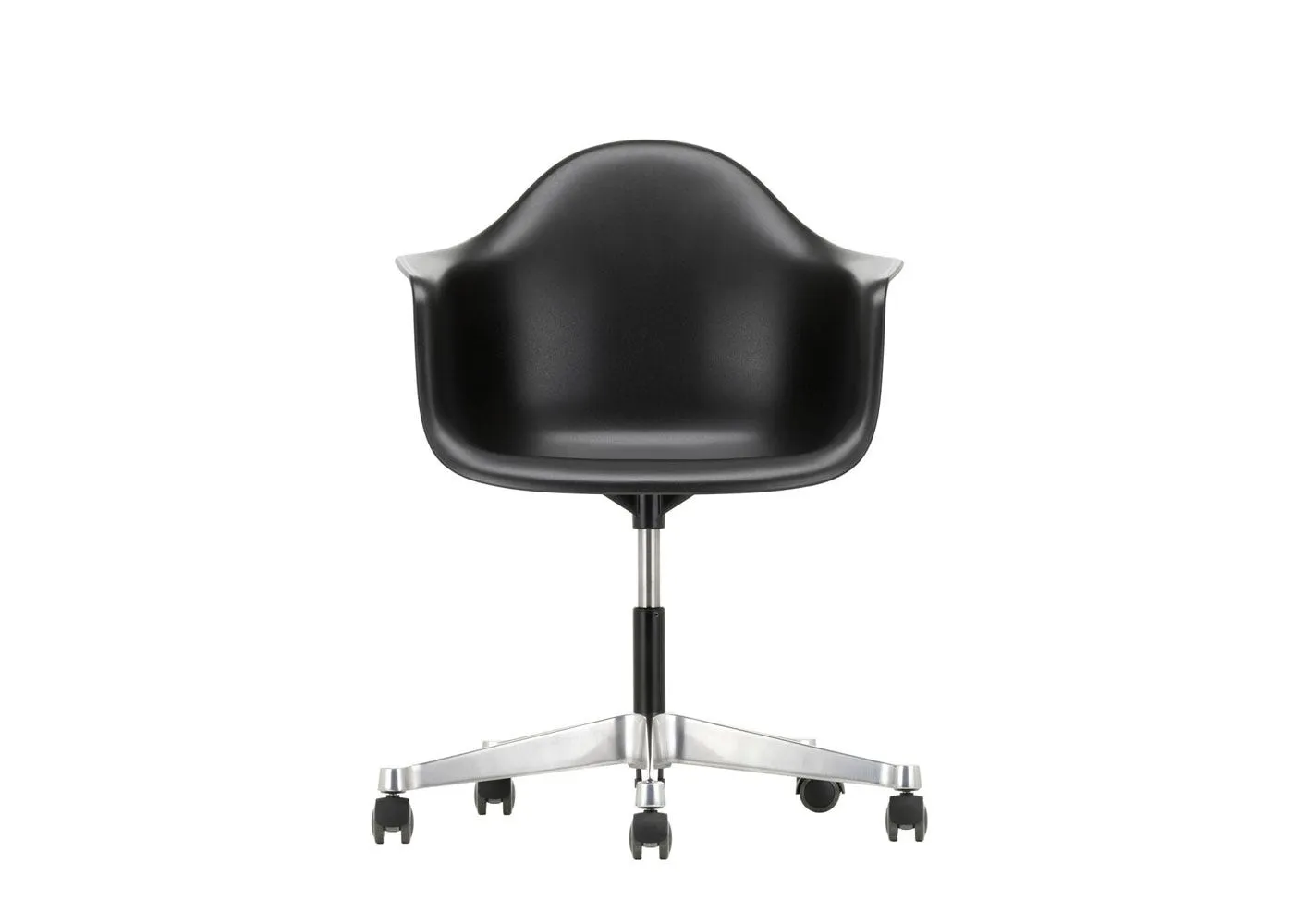Vitra Eames PACC Armchair New Height Deep Black Alumimium Base Hard Floor Castors 1