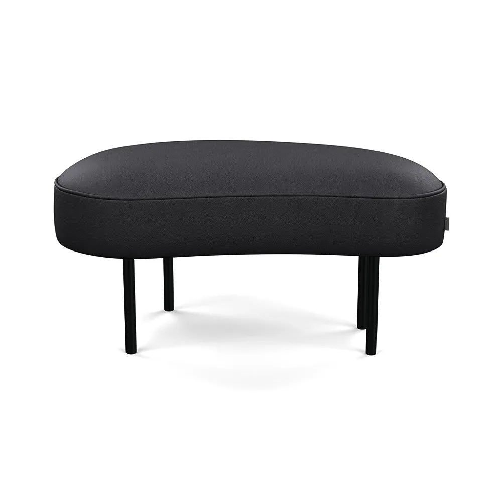 Heal's Isola Small Ottoman Linea Leather Black 622 Black Feet 1