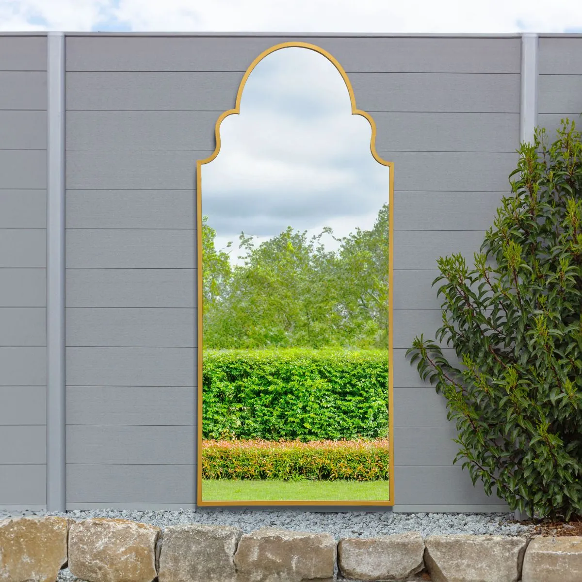 MirrorOutlet Gold Framed Arched Leaner/Wall Garden Mirror 79" x 33" (200x85CM) 6
