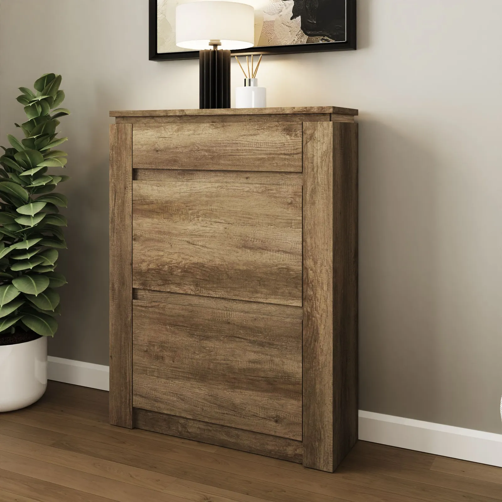 GFW Canyon Oak Shoe Cabinet in Light Oak 2