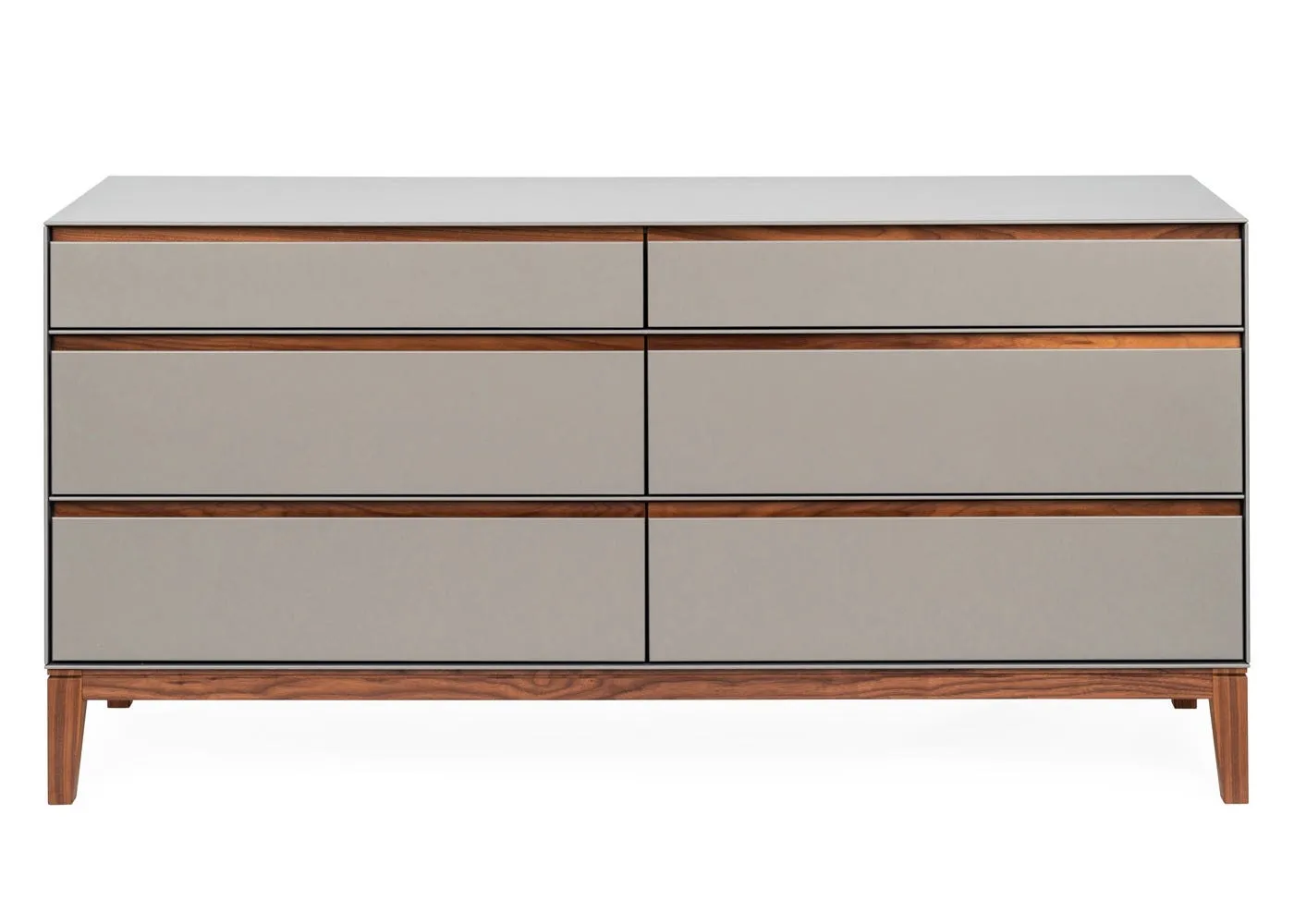 Heal's Lars 6 Drawer Chest Wide Dove Grey & Walnut 1