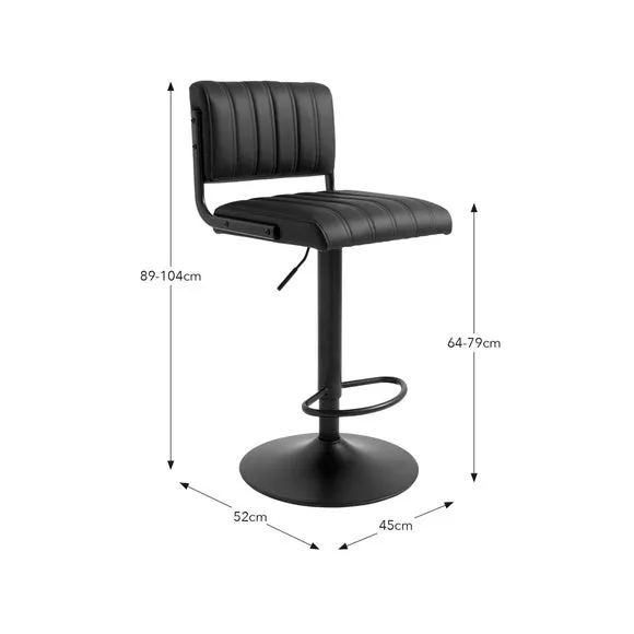 Rhys Height Adjustable Bar Stool, PU 5