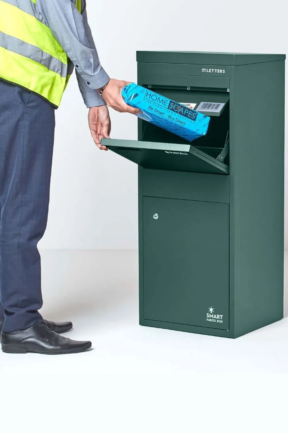 Homescapes Smart Parcel Box® Large Front Access Secure Delivery Box in Green