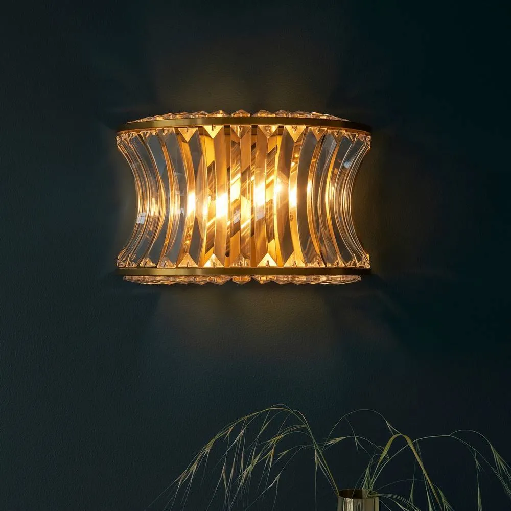 Netlighting Vittoria Wall Lamp Warm Brass Plate Crystal & Clear Glass in Yellow 2