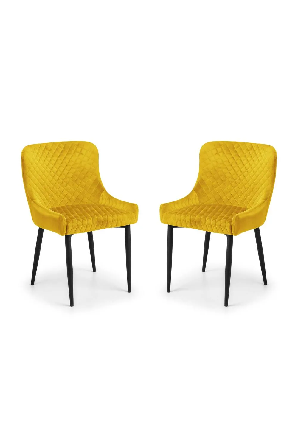 Julian Bowen Luxe Diamond Quilted Upholstered Dining Chair (Set of 2) in Mustard 6