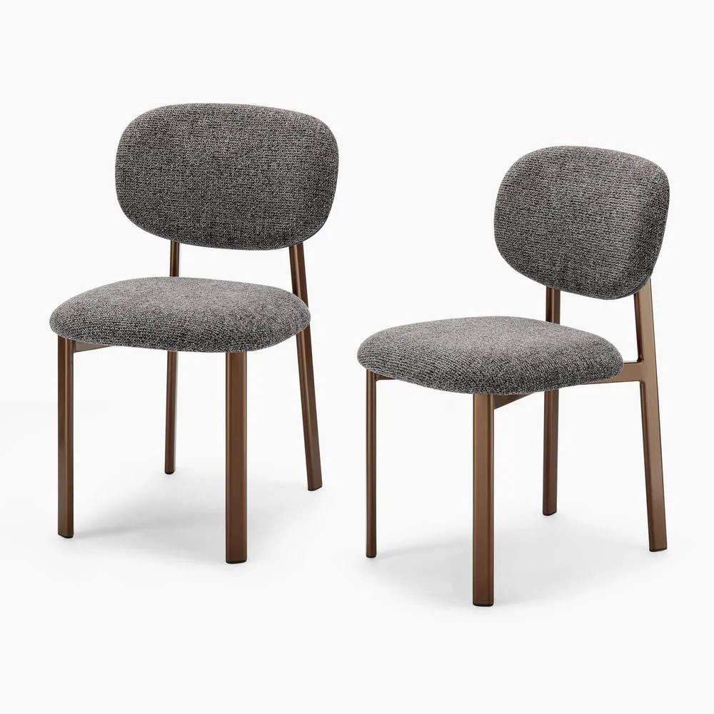 FurnitureboxUK 2x Mirelle Grey Fabric Dining Chairs Bronze Legs in Charcoal 5