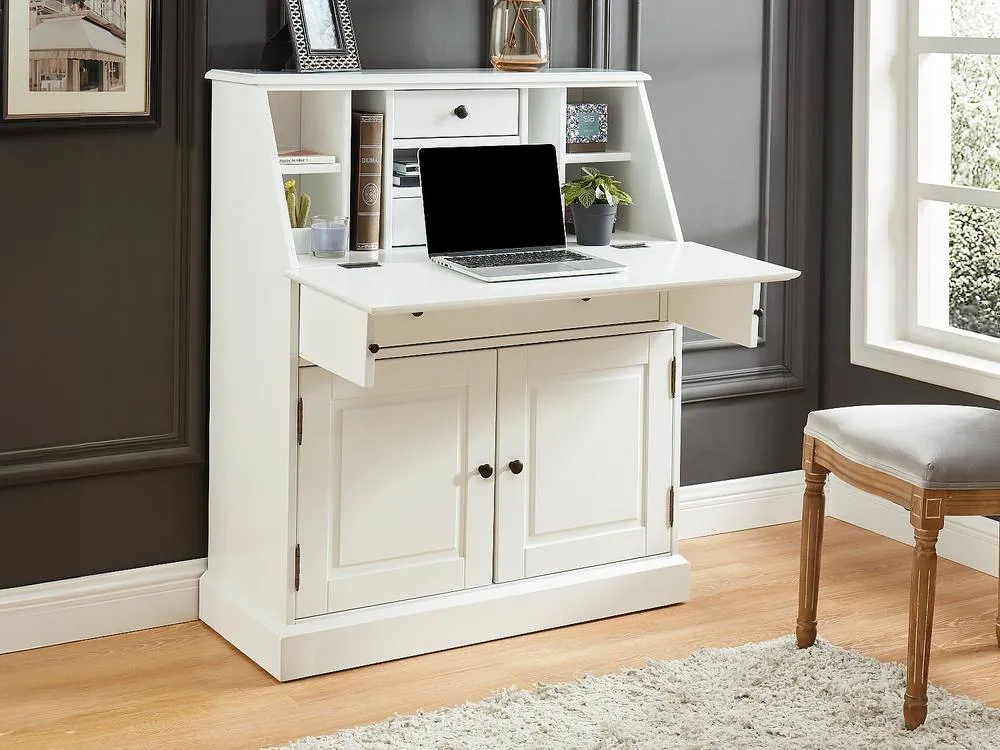 Vente-unique Secretary Desk - Pine & MDF - White - CLEORE 3