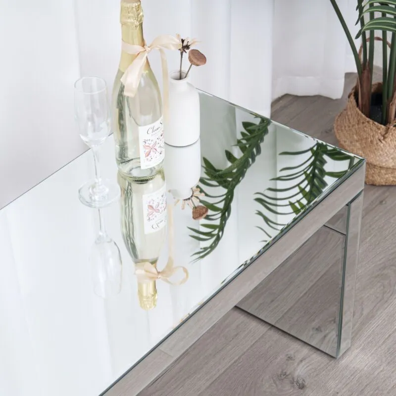 Comfy Living Ltd Mirrored Glass Rectangular Coffee Table in Silver 2