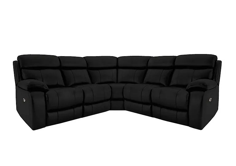 Moreno Leather Manual Recliner Corner Sofa - Classic Black