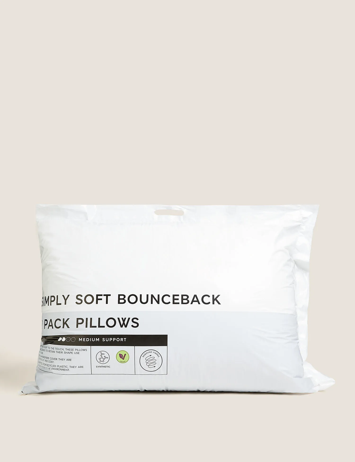 M&S 2 Pack Simply Soft Medium Pillows White