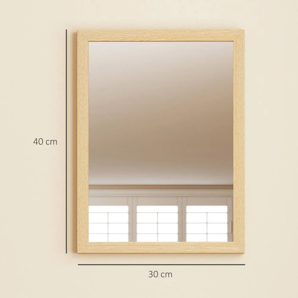 HOMCOM 30 x 40 cm Wall Bathroom Mirror, Vanity Mirror, Set of 2 in Natural 3