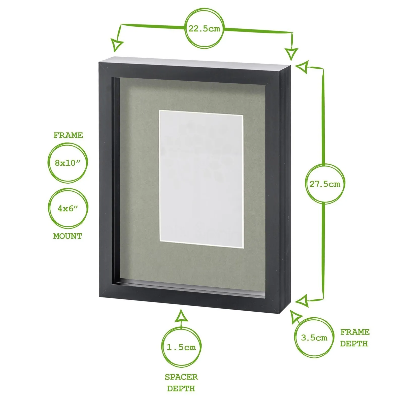 Nicola Spring Ivory 8x10" White 3D Box Photo Frame 4x6" in Black 4