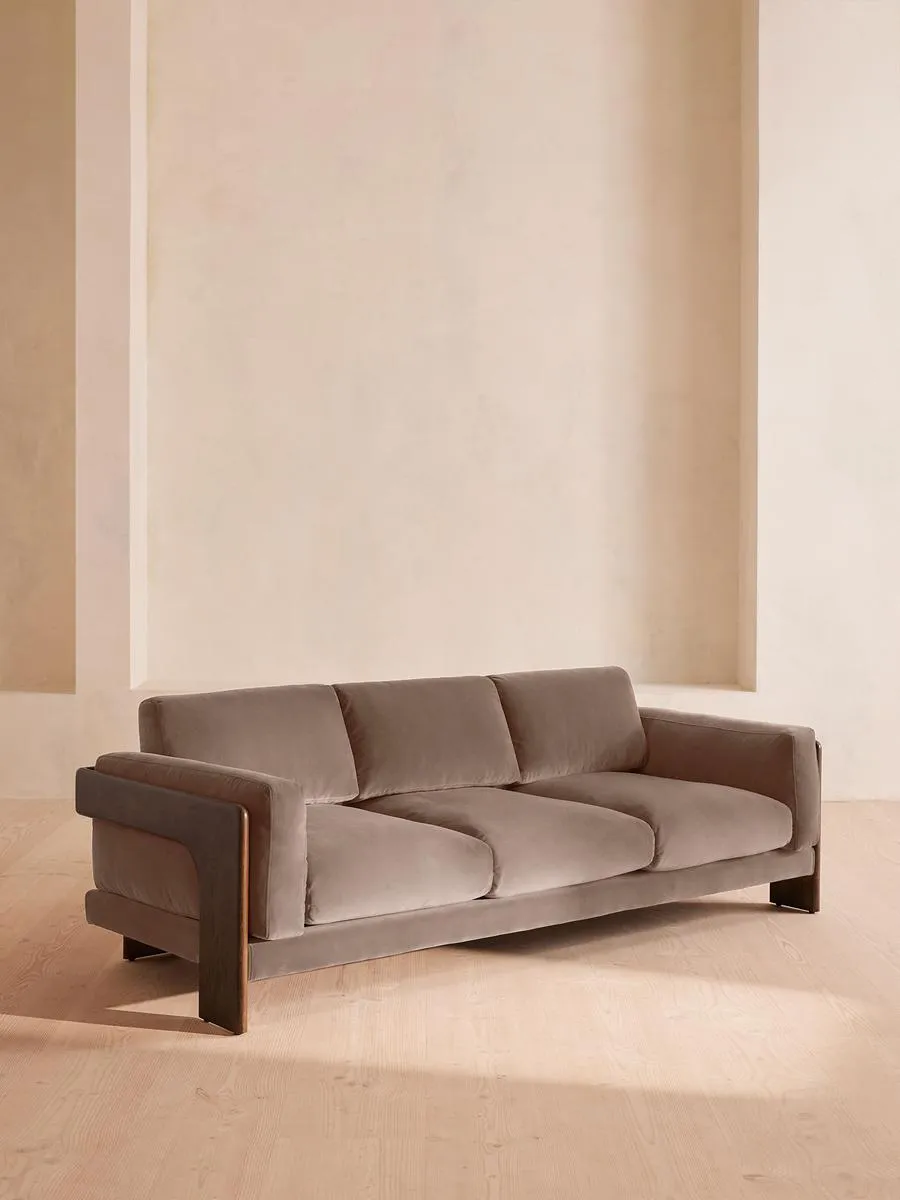 Marcia Three Seater Sofa, Velvet, Taupe