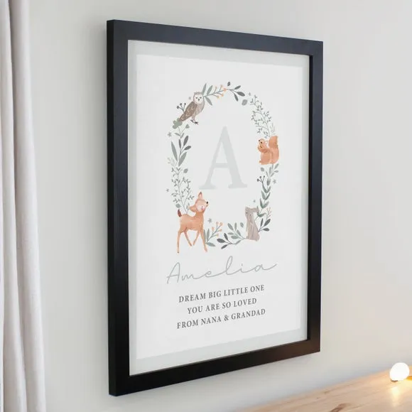 Personalised Woodland Initial Poster Frame 2