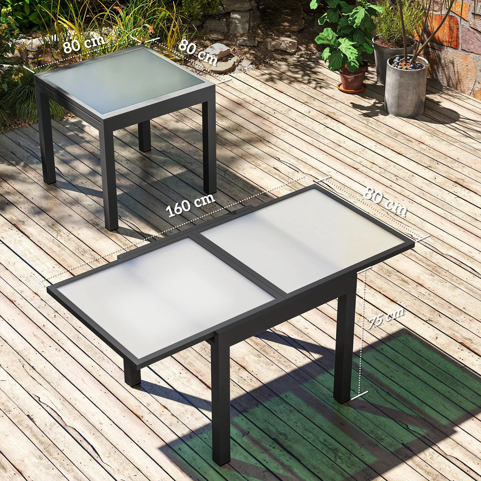 OUTSUNNY Extendable Outdoor Dining Table Patio Table, Clear 3