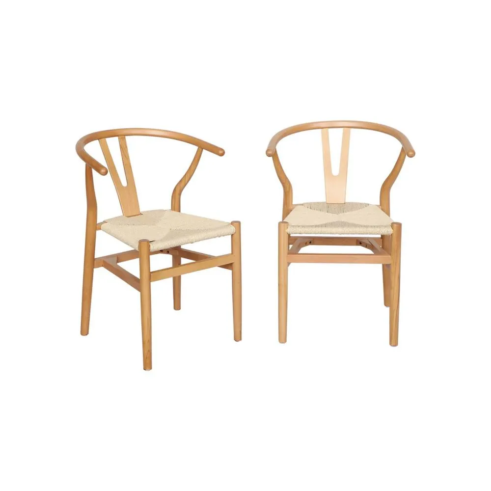 sweeek Pair of wooden chair with rope seat in Beige 2