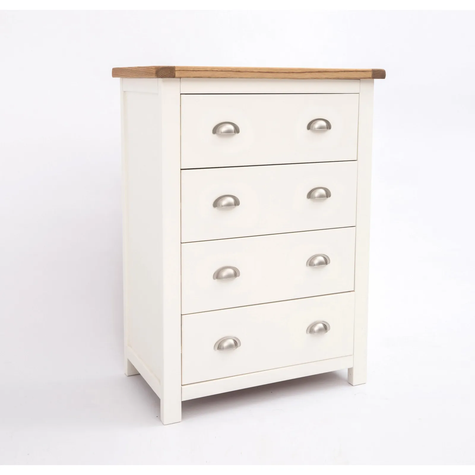 Cabinet Bits Lovere 4 Drawer Chest of Drawers Chrome Cup Handle in Off-White 2