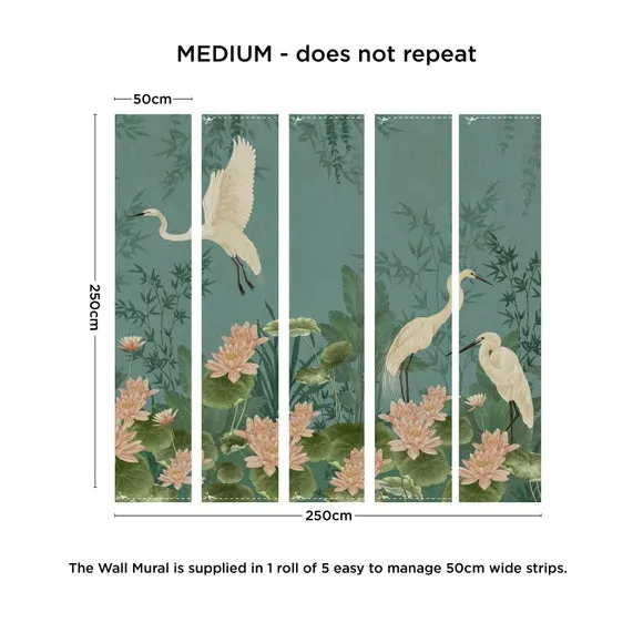 Cranberry and Laine Opulent Crane Wall Mural 4