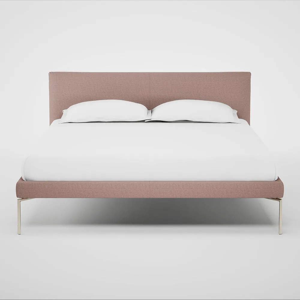 Heal's Matera Bed King Siena Cotton Dusky Pink Stainless Steel Foot