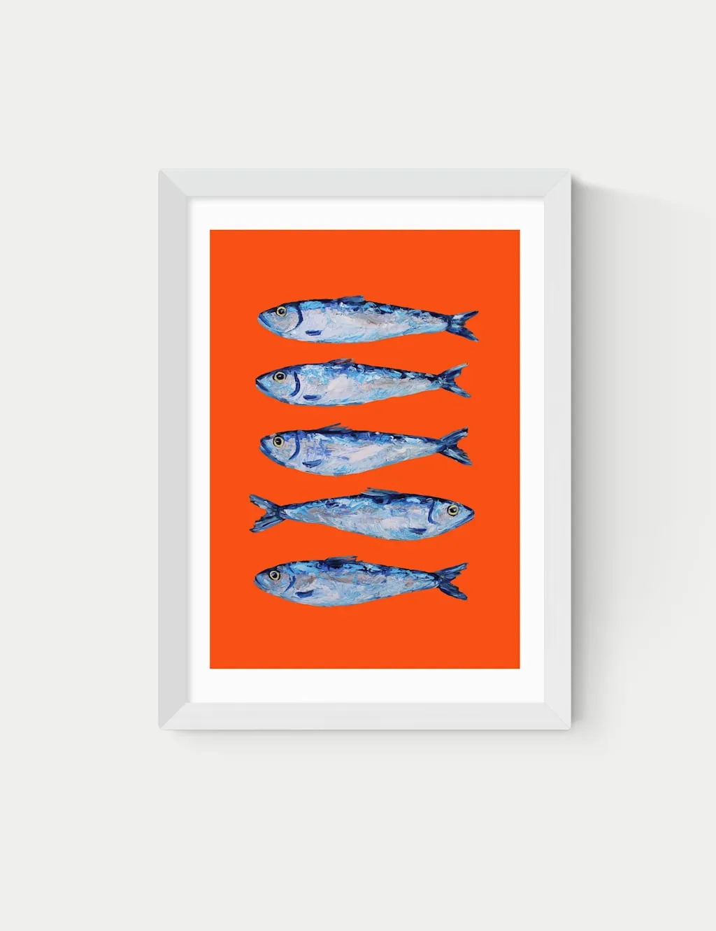East End Prints Sardines Orange Framed Art Print White