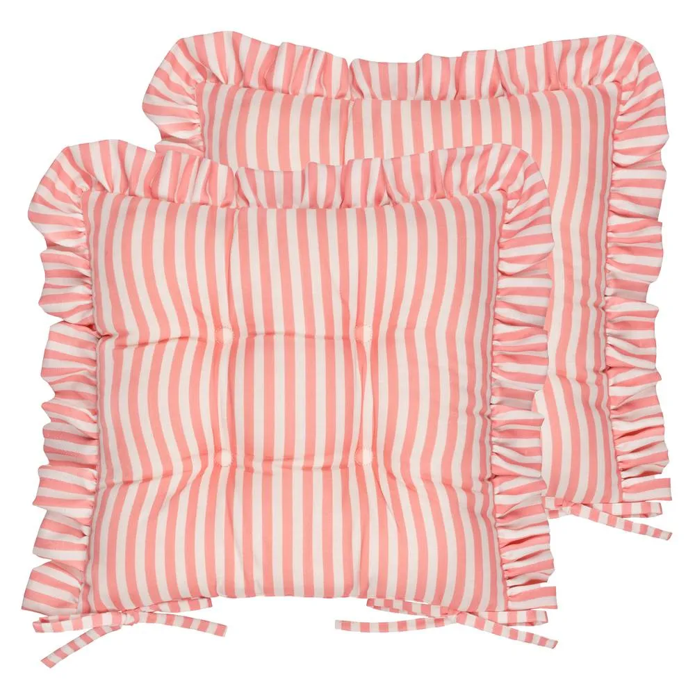 Wylder Millie Ruffle 2 Pack Indoor/Outdoor Seat Pads in Pink 2