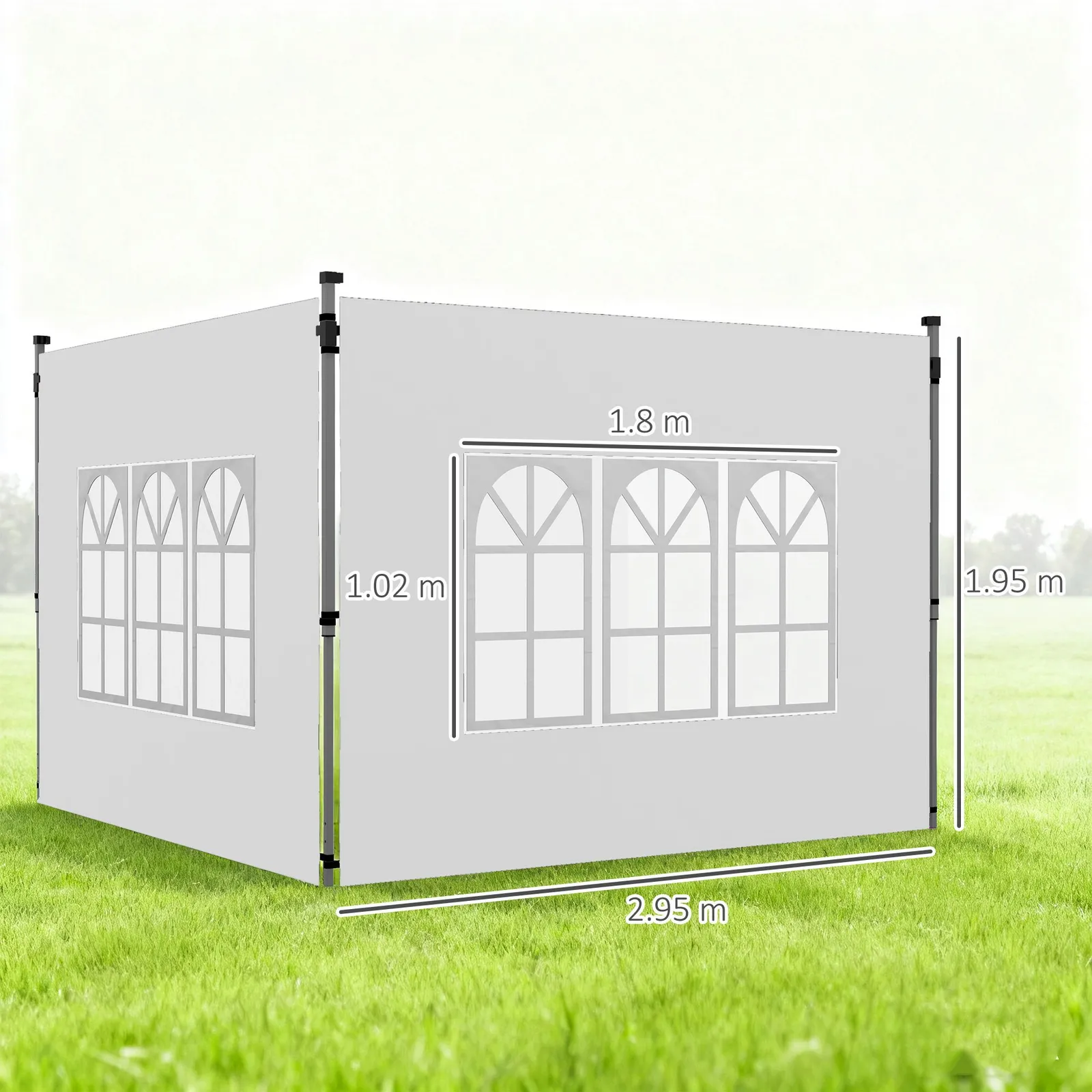 OUTSUNNY Gazebo Side Panels for 3x3(m) or 3x4m Pop Up Gazebo, 2 Pack in White 3