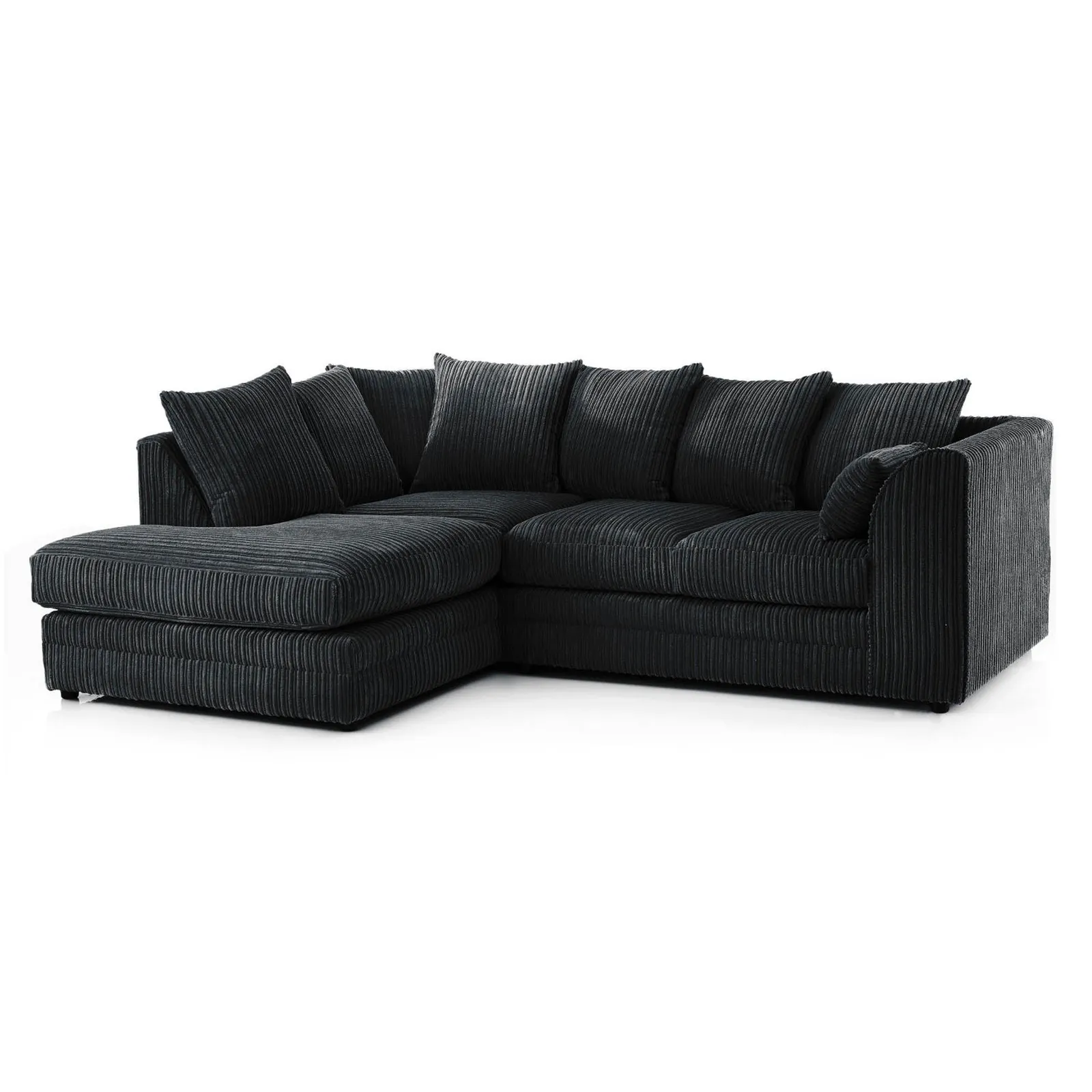 Chicago Jumbo Cord Left Hand Corner Sofa Black