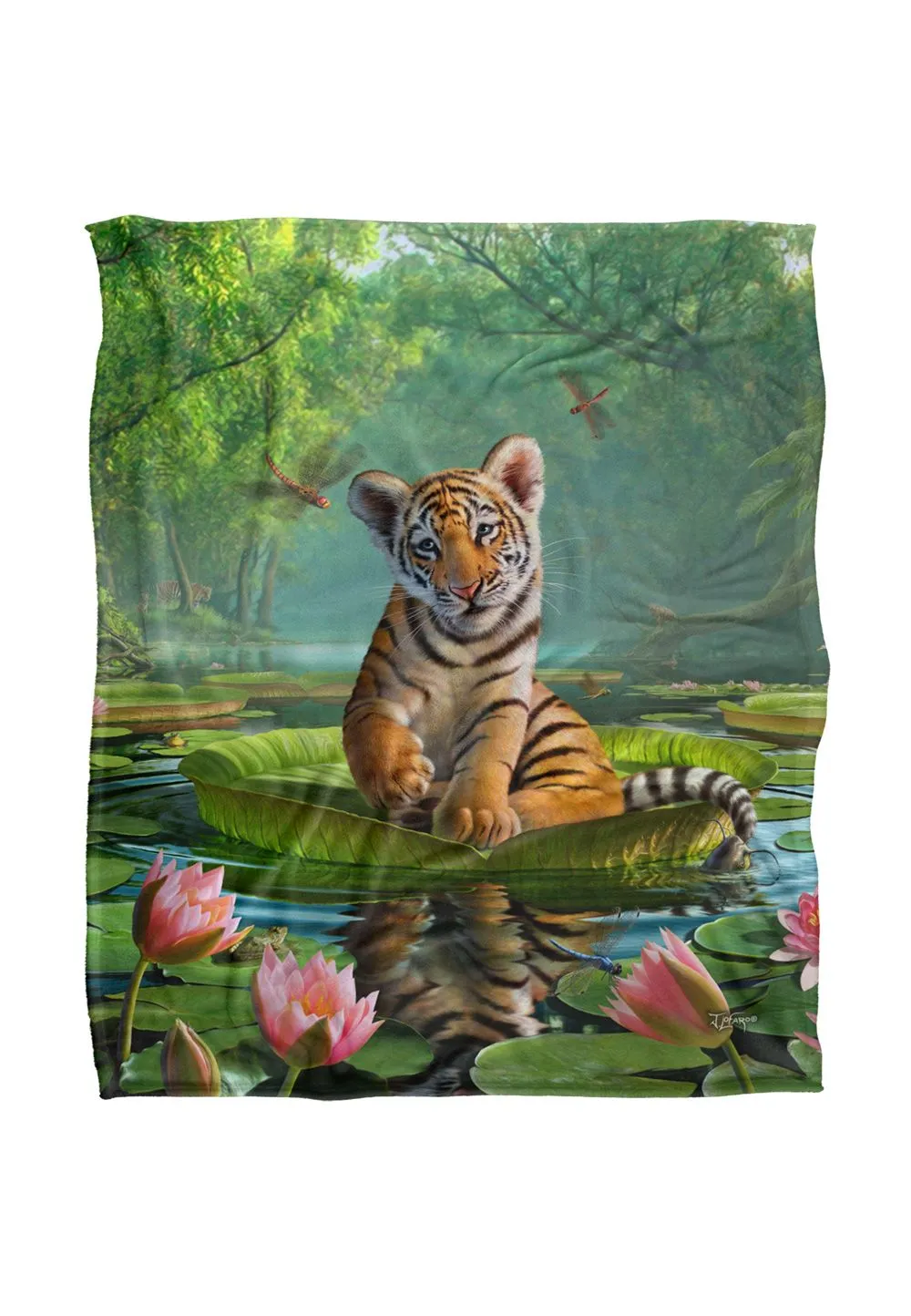 JQ Licensing Jlo Baby Tiger & Lilies Silky Touch Super Soft Throw Blanket 152 X 127 cm in White