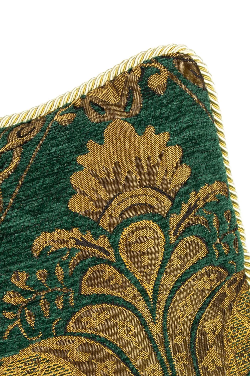 Paoletti Shiraz Traditional Jacquard Pipe Trimmed Cushion in Emerald 3