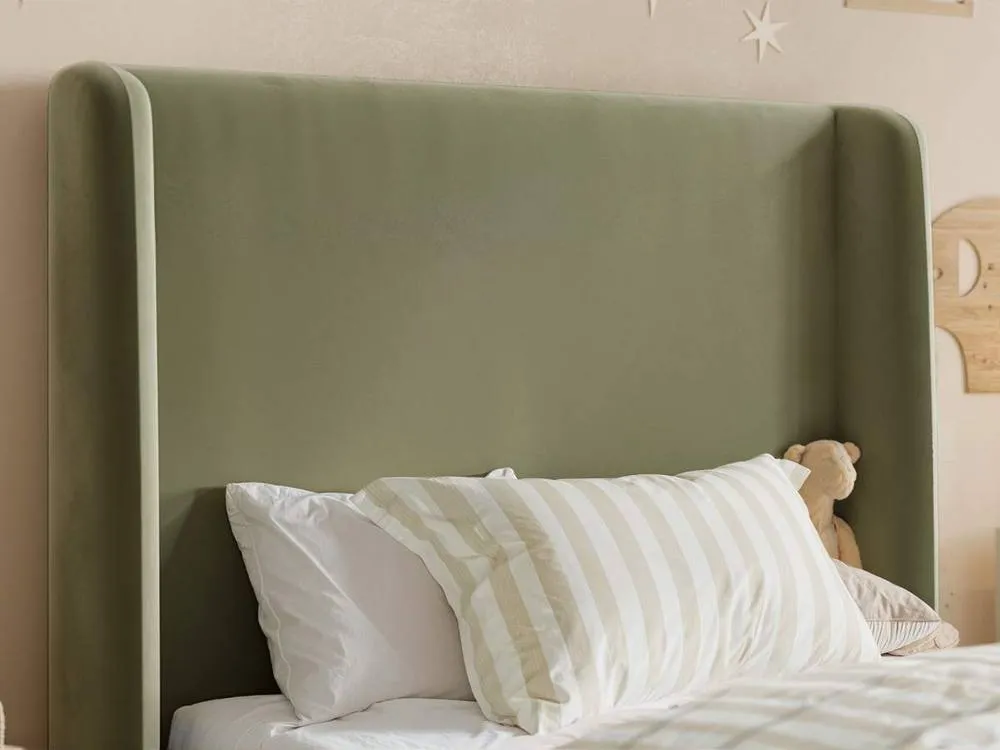 Flair Alma Single Winged Headboard Bed in Green 3