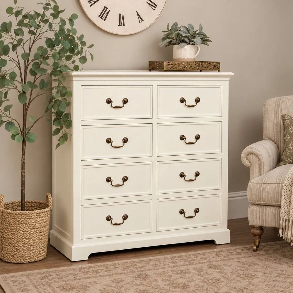 Melody Maison Large Ivory 8 Drawer Chest Of Drawers - Charlotte Ivory Range