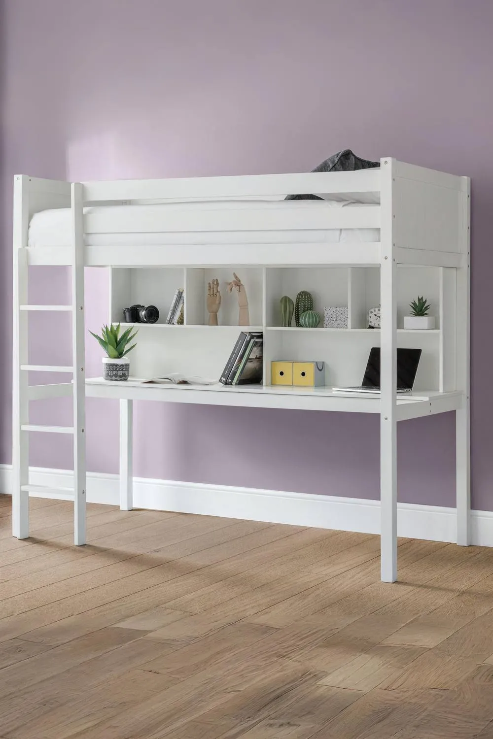 Julian Bowen Titan Highsleeper Loft bed with Desk in White