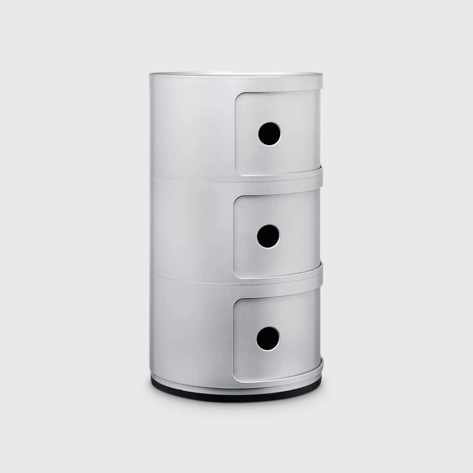 Kartell Componibili 3 Drawer Storage Unit Table, Silver Plastic | Barker & Stonehouse