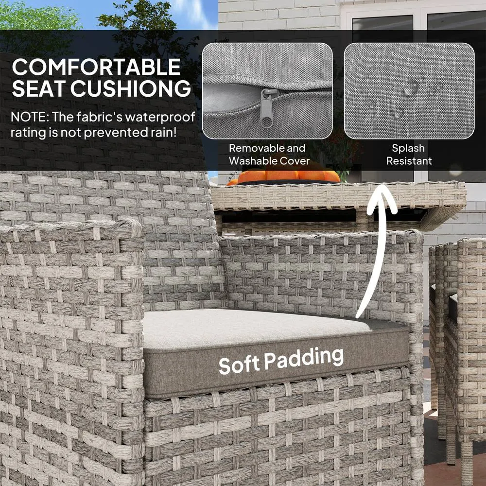 OUTSUNNY 6 Seater Rattan Garden Furniture Set with Cushions, Mixed-Grey in Dark Grey 4