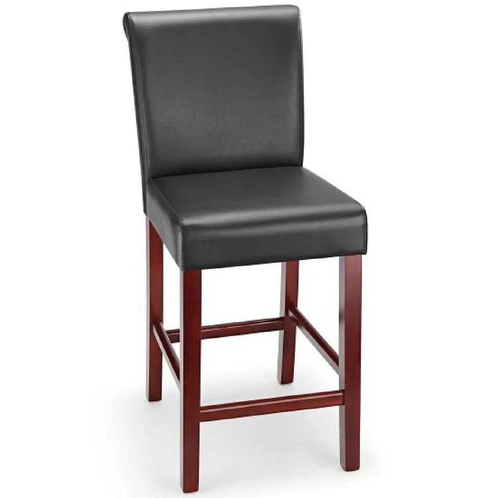 netfurniture Sayni Walnut Frame Kitchen Bar Stool Black Padded Seat & Back 3