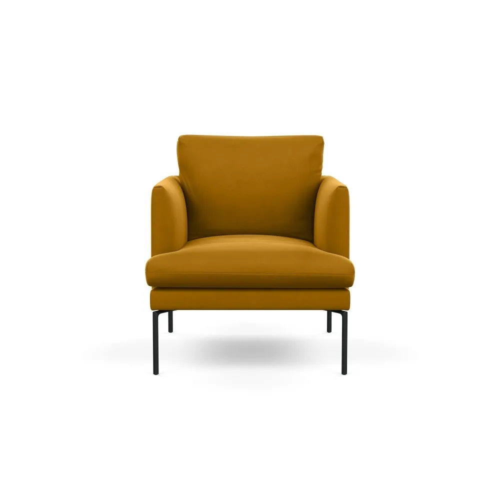Heal's Matera Armchair Nobilis Velvet Mustard Black Feet